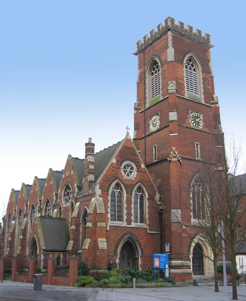 St Mary's parish church, Acton, London W3, seen from the northeast. This image was originally on Wikipedia, and is being moved by its author under the same name.