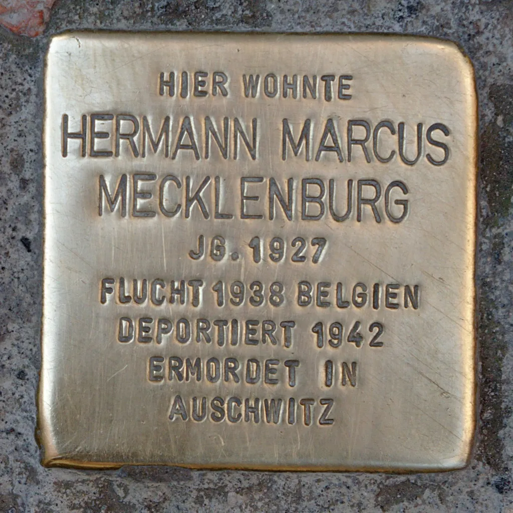 Stolperstein in Lübeck: Hermann Marcus Mecklenburg (1927)