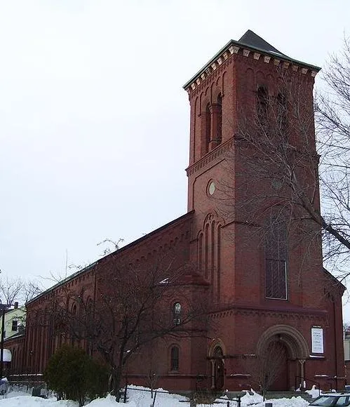 My 2010 cropped photo of Christ The King Presbyterian Church in Cambridge, Massachusetts, near Central Square. It is located on Prospect Street and was formerly Prospect Congregational Church.