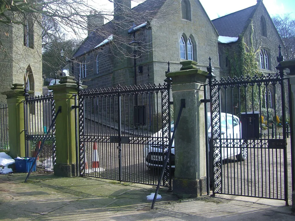 The gates, piers and railings of St Nicholas church, High Bradfield, Sheffield, England. Which are Grade II listed buildings. .mw-parser-output .messagebox{margin:4px 0;width:auto;border-collapse:collapse;border:2px solid var(--border-color-progressive,#6485d1);background-color:var(--background-color-neutral-subtle,#fbfcff);color:var(--color-base,#202122);box-sizing:border-box;border-inline-start-width:8px}.mw-parser-output .messagebox.mbox-small{font-size:88%;line-height:1.25em}.mw-parser-output .mbox-warning,.mw-parser-output .mbox-speedy{border:2px solid var(--border-color-error,#b22222);background:var(--background-color-error-subtle,#ffdbdb);border-inline-start-width:8px}.mw-parser-output .mbox-serious,.mw-parser-output .mbox-delete,.mw-parser-output .mbox-stop{border:2px solid var(--border-color-error,#b22222);border-inline-start-width:8px}.mw-parser-output .mbox-issue,.mw-parser-output .mbox-content{border:2px solid #f28500;background:var(--background-color-warning-subtle,#ffe);border-inline-start-width:8px}.mw-parser-output .mbox-query,.mw-parser-output .mbox-style{border:2px solid #f4c430;background:var(--background-color-warning-subtle,#ffe);border-inline-start-width:8px}.mw-parser-output .mbox-shit{border:2px solid #960;border-inline-start-width:8px}.mw-parser-output .mbox-license{border:2px solid #88a;border-inline-start-width:initial}.mw-parser-output .mbox-legal{border:2px solid var(--border-color-notice,#666);background:var(--background-color-base,#fff);border-inline-start-width:8px}.mw-parser-output .mbox-honor{border:2px solid #ca3;background:var(--background-color-warning-subtle,#fcf4db);border-inline-start-width:8px}.mw-parser-output .mbox-growth{border:2px solid #8d4;background:var(--background-color-success-subtle,#d5fdf4);border-inline-start-width:8px}.mw-parser-output .mbox-move{border:2px solid #93c;border-inline-start-width:8px}.mw-parser-output .mbox-protection,.mw-parser-output .mbox-message{border:2px solid var(--border-color-base,#aaa);bo
