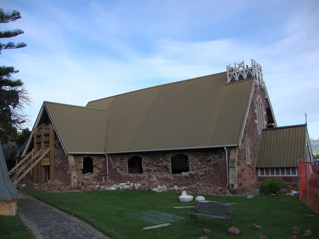The Holy Trinity Anglican Church in Lyttelton with damage from the 22 February 2011 earthquake.