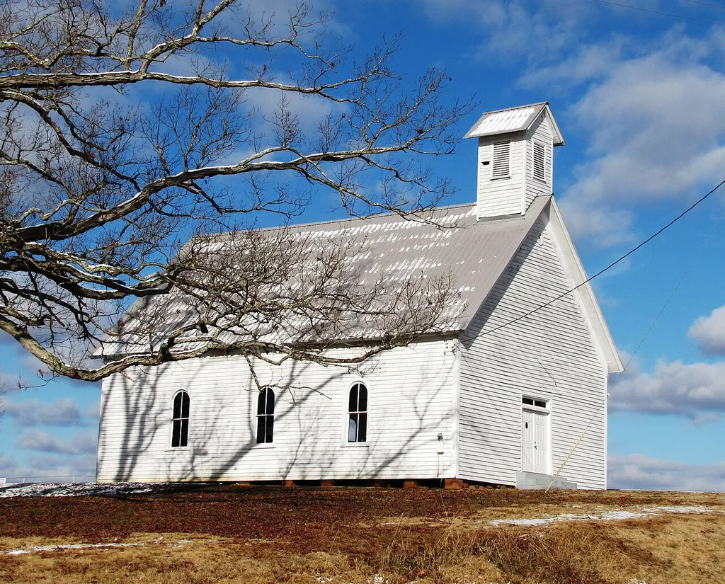 Seven Islands Methodist Church in southeast Knox County, Tennessee, USA. The congregation was founded in 1802, and this church was built in the 1850s. It is now listed on the National Register of Historic Places.