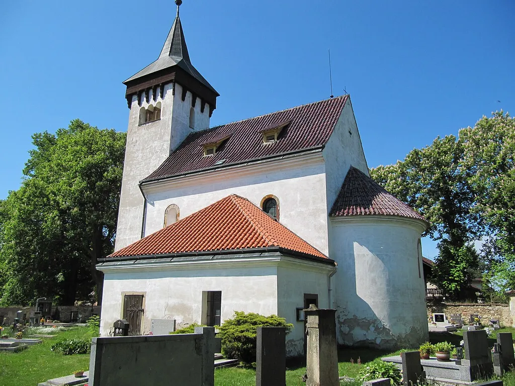 Skvrňov in Kolín District, Czech Republic. Romanesque church of Saint Gall.