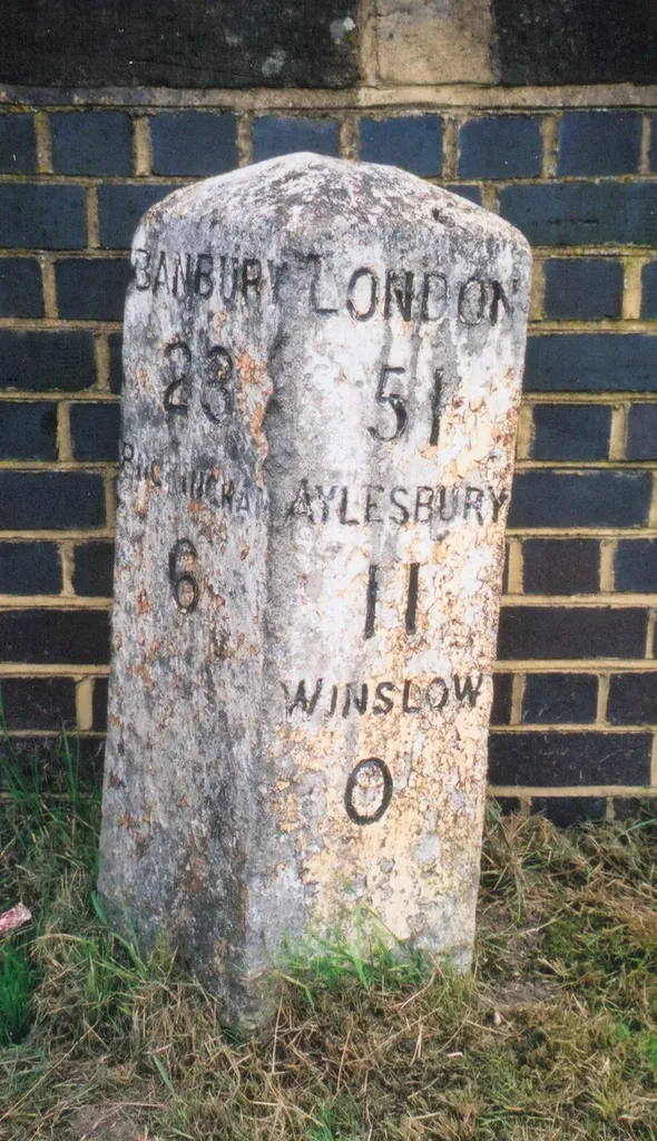 Old Milestone by the A413, north of Winslow