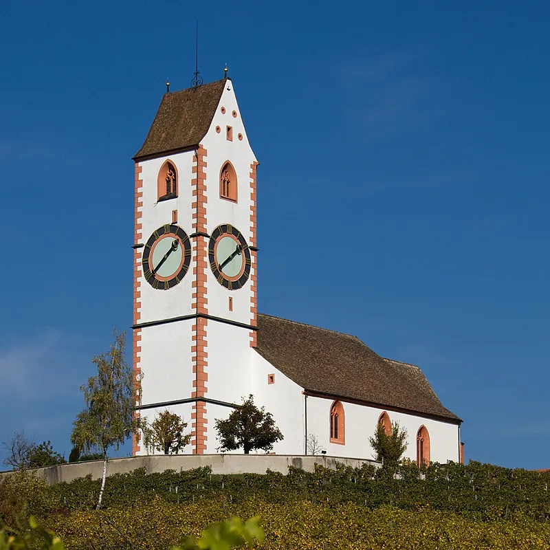 Die aus dem Jahre 1491 stammende Bergkirche St.Moritz in Hallau