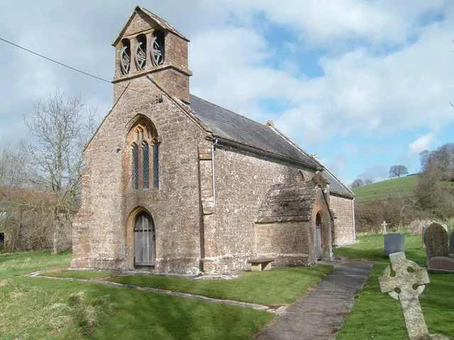 St Mary Magdalen parish church, Stocklinch, Somerset: view from the southwest, showing the bell-gable and 15th-century west window