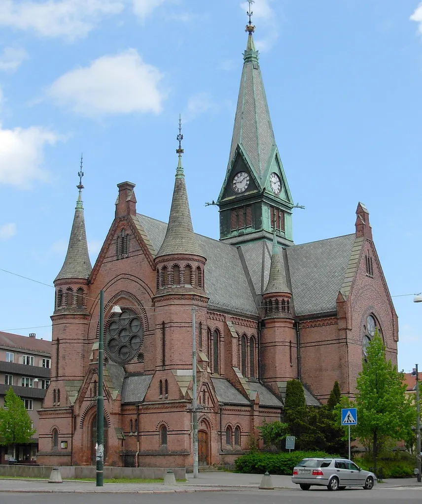 Sagene church, seen from Gråbeinsletta park, Sagene, Oslo