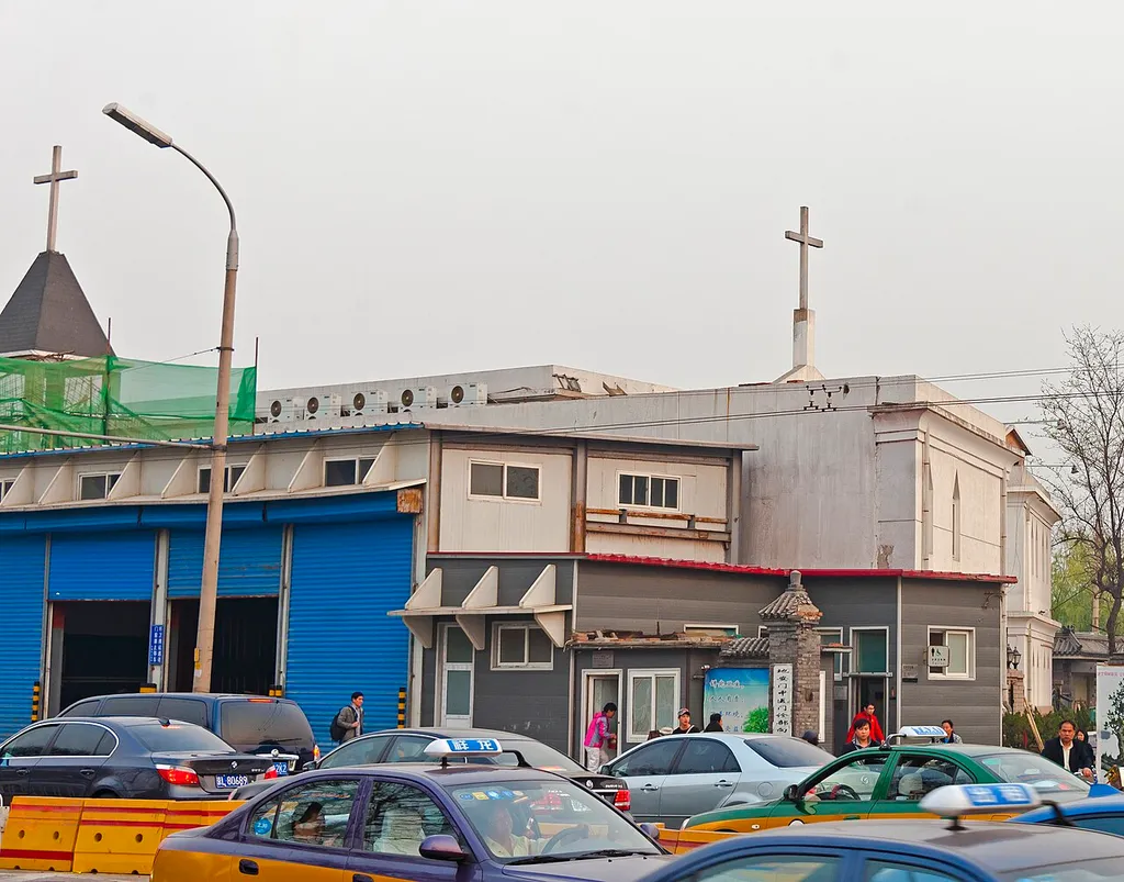 The Kuanjie Protestant Church in Beijing, seen from across Di'anmen East Street.