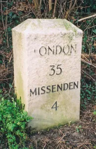 Milestone, South Street; nr turn to Church Lane for St Mary the Virgin Church