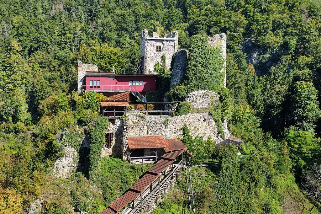 South view of the Peggau castle ruins in Styria.