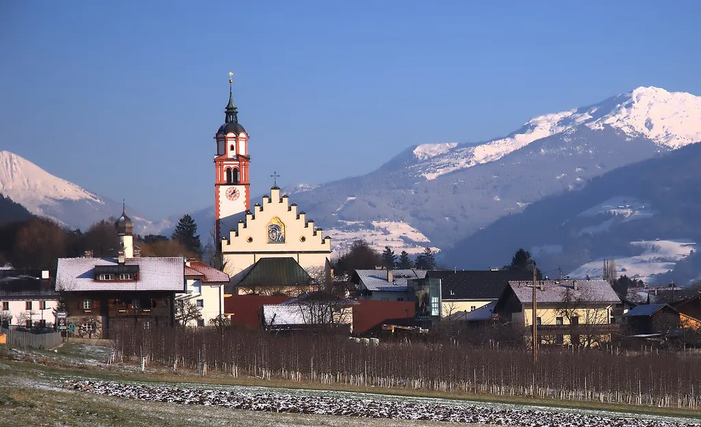 Absam from west with the Basilika, Tyrol