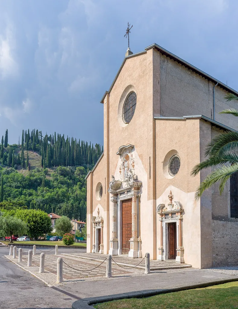 Facade of the San Pietro e Paolo church in Toscolano on the Lake Garda.