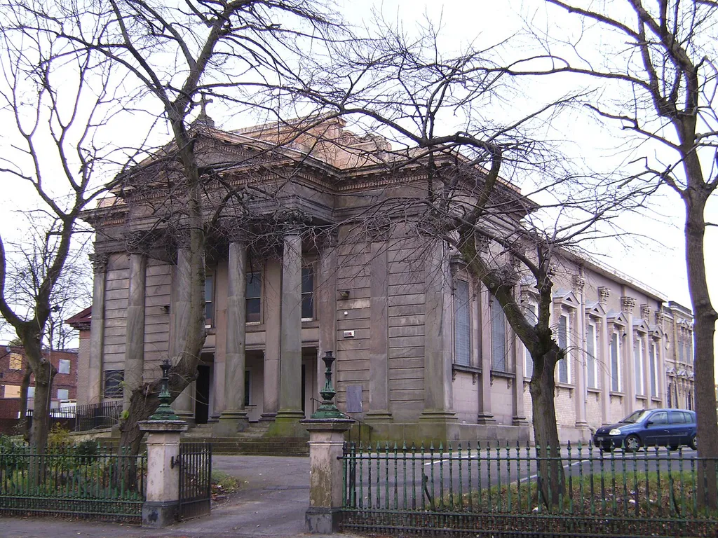 Greek Orthodox Church of the Annunciation, Bury New Road, Higher Broughton, Salford, Greater Manchester, seen from the southwest