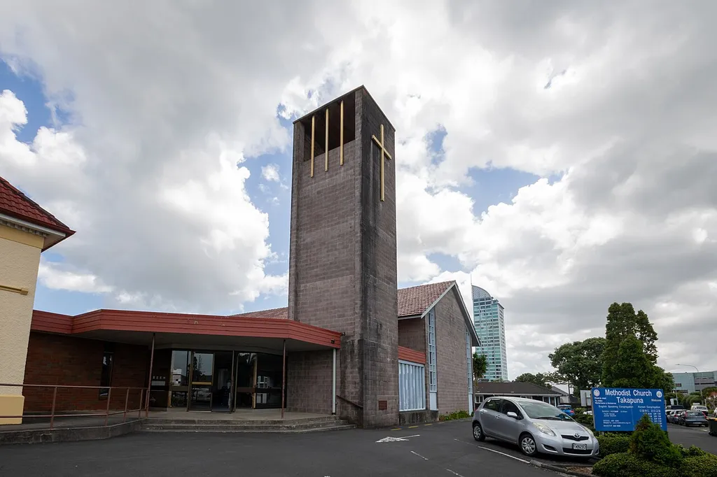 Takapuna Methodist Church, Takapuna, Auckland, seen from the southeast.
