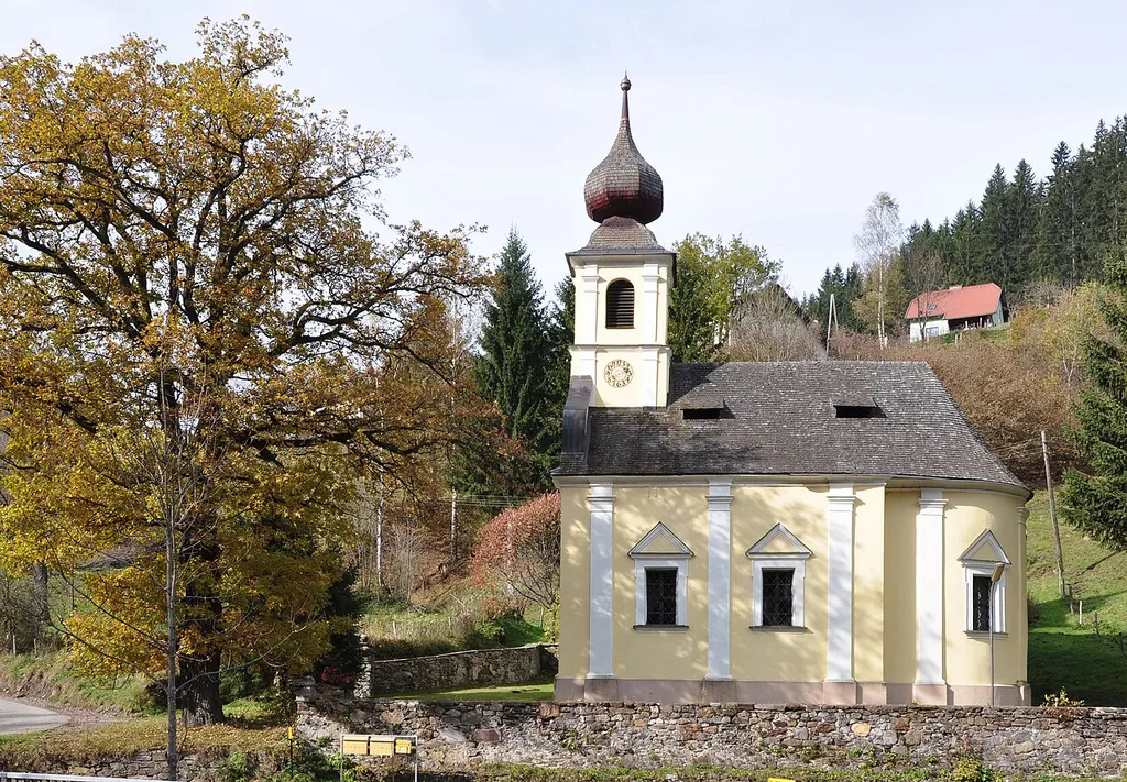 Subsidiary church Holy Johannes Nepomuk at Waldenstein in the cadastral municipality Waldenstein, municipality Preitenegg, district Wolfsberg, Carinthia, Austria