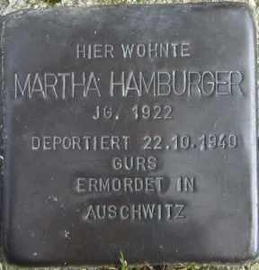 Stolperstein dedicated to Martha Hamburger