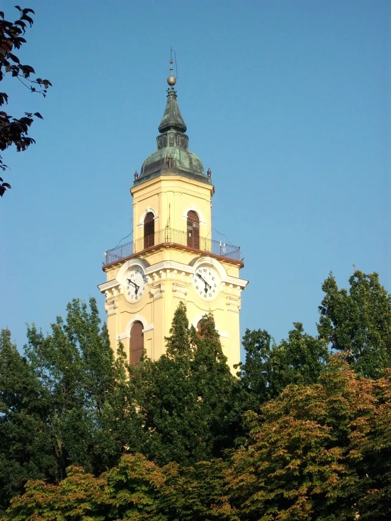 Spire of the Calvinist church in Gyomaendrőd, Hungary
