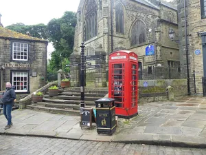 Steps, gatepiers, gates and railings to east of Church of St Michael and All Angels