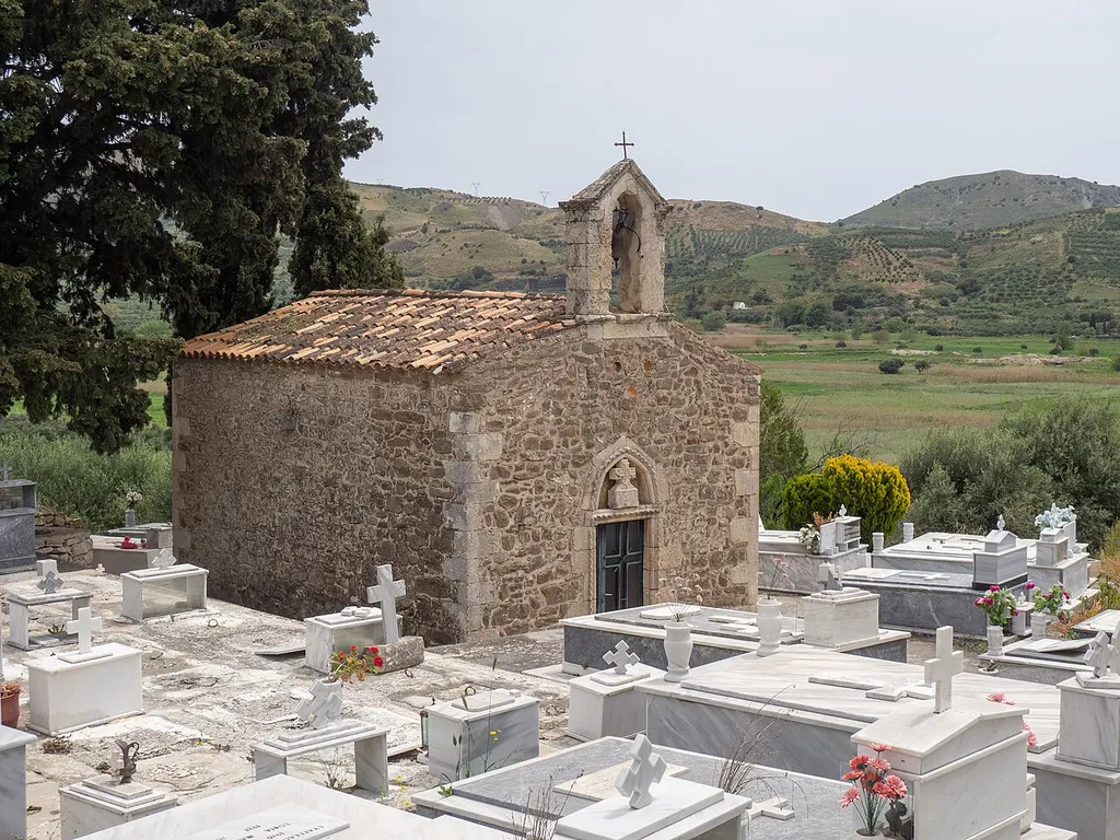 The medieval church of Savior in the cemetary of Kato Viannos, Crete.