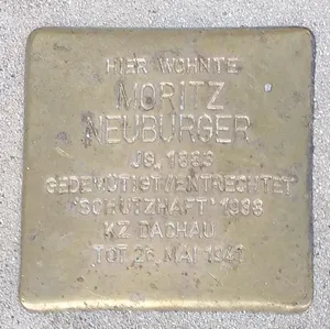 Stolperstein dedicated to Moritz Neuburger