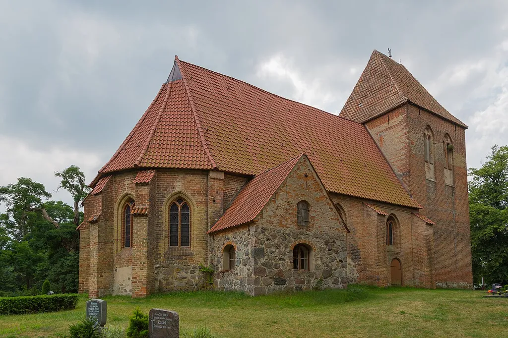 The Lutheran Village Church (Dorfkirche) of Alt Karin, district of Carinerland, Landkreis Rostock, Mecklenburg-Vorpommern, Germany. The church is a listed cultural heritage monument.