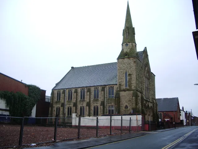 Seventh-Day Adventist Church, Grimshaw Street, Preston, Lancashire, seen from the northeast. It was built in 1859 as a Congregational chapel and later became an United Reformed church.