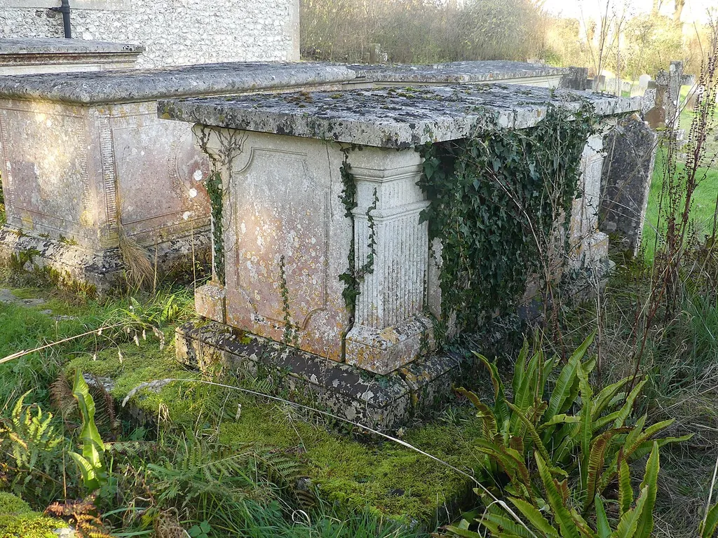 One of numerous listed table tombs in the churchyard of St Mary's Church, Monxton. Listed as "Table tomb 4 metres south of St Mary's Church". .mw-parser-output .messagebox{margin:4px 0;width:auto;border-collapse:collapse;border:2px solid var(--border-color-progressive,#6485d1);background-color:var(--background-color-neutral-subtle,#fbfcff);color:var(--color-base,#202122);box-sizing:border-box;border-inline-start-width:8px}.mw-parser-output .messagebox.mbox-small{font-size:88%;line-height:1.25em}.mw-parser-output .mbox-warning,.mw-parser-output .mbox-speedy{border:2px solid var(--border-color-error,#b22222);background:var(--background-color-error-subtle,#ffdbdb);border-inline-start-width:8px}.mw-parser-output .mbox-serious,.mw-parser-output .mbox-delete,.mw-parser-output .mbox-stop{border:2px solid var(--border-color-error,#b22222);border-inline-start-width:8px}.mw-parser-output .mbox-issue,.mw-parser-output .mbox-content{border:2px solid #f28500;background:var(--background-color-warning-subtle,#ffe);border-inline-start-width:8px}.mw-parser-output .mbox-query,.mw-parser-output .mbox-style{border:2px solid #f4c430;background:var(--background-color-warning-subtle,#ffe);border-inline-start-width:8px}.mw-parser-output .mbox-shit{border:2px solid #960;border-inline-start-width:8px}.mw-parser-output .mbox-license{border:2px solid #88a;border-inline-start-width:initial}.mw-parser-output .mbox-legal{border:2px solid var(--border-color-notice,#666);background:var(--background-color-base,#fff);border-inline-start-width:8px}.mw-parser-output .mbox-honor{border:2px solid #ca3;background:var(--background-color-warning-subtle,#fcf4db);border-inline-start-width:8px}.mw-parser-output .mbox-growth{border:2px solid #8d4;background:var(--background-color-success-subtle,#d5fdf4);border-inline-start-width:8px}.mw-parser-output .mbox-move{border:2px solid #93c;border-inline-start-width:8px}.mw-parser-output .mbox-protection,.mw-parser-output .mbox-message{border:2px solid var(--border-col