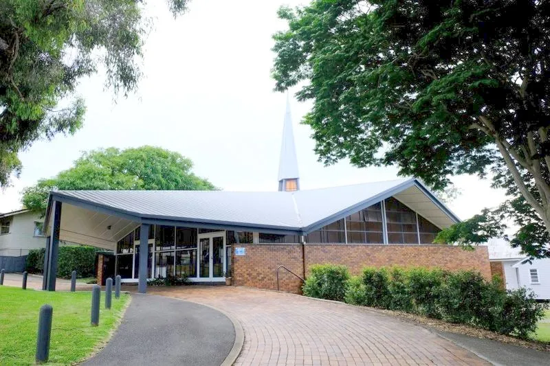Wavell Heights Presbyterian Church, 2021 - Entrance drive to church, from northeast