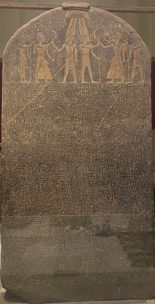 Merneptah Victory Stele exhibited in the Egyptian Museum.