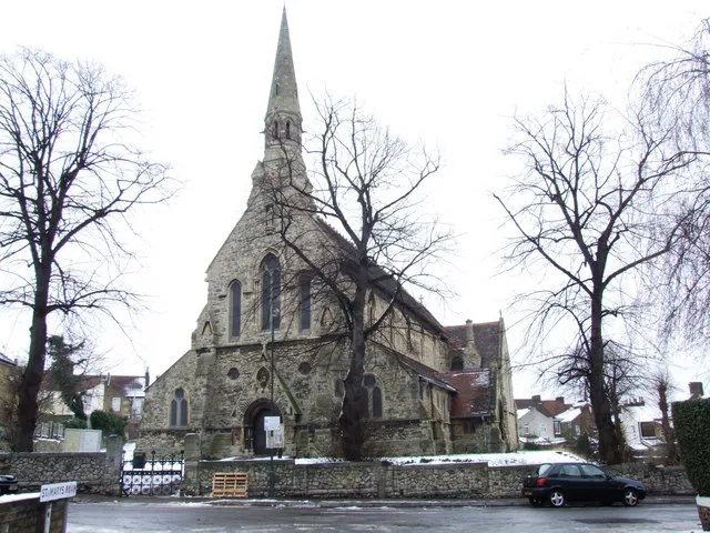 New Testament Church of God, Vicarage Road, Strood, Kent, seen from west-southwest. Built in 1869 as St Mary's parish church.