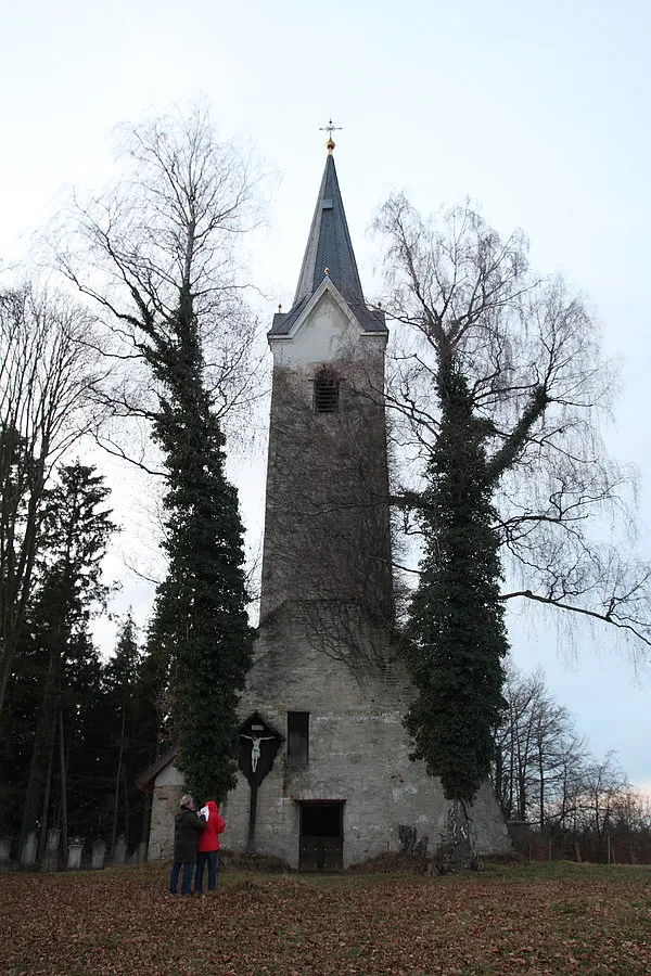 Church tower ruin in Jakobsbaiern (Bavaria, Germany).