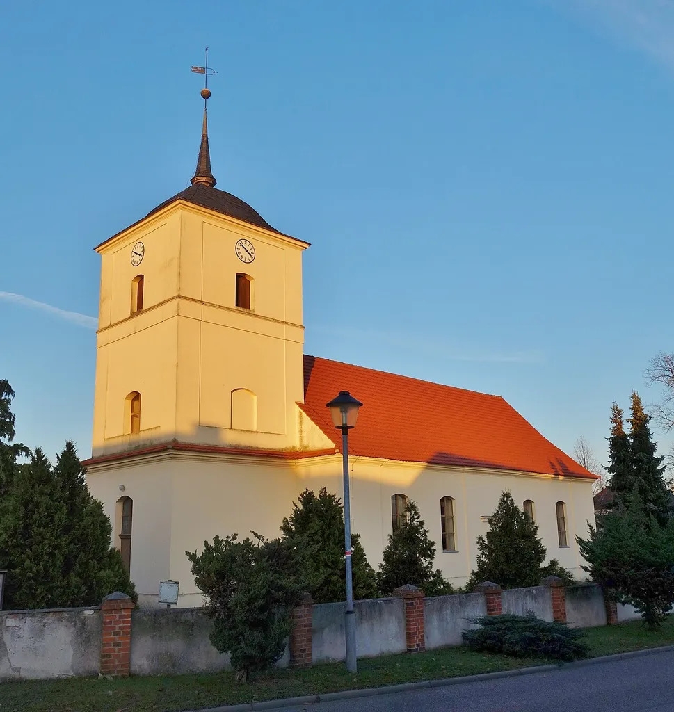 South-western view of church in Steckelsdorf, Rathenow municipality, Havelland district, Brandenburg state, Germany