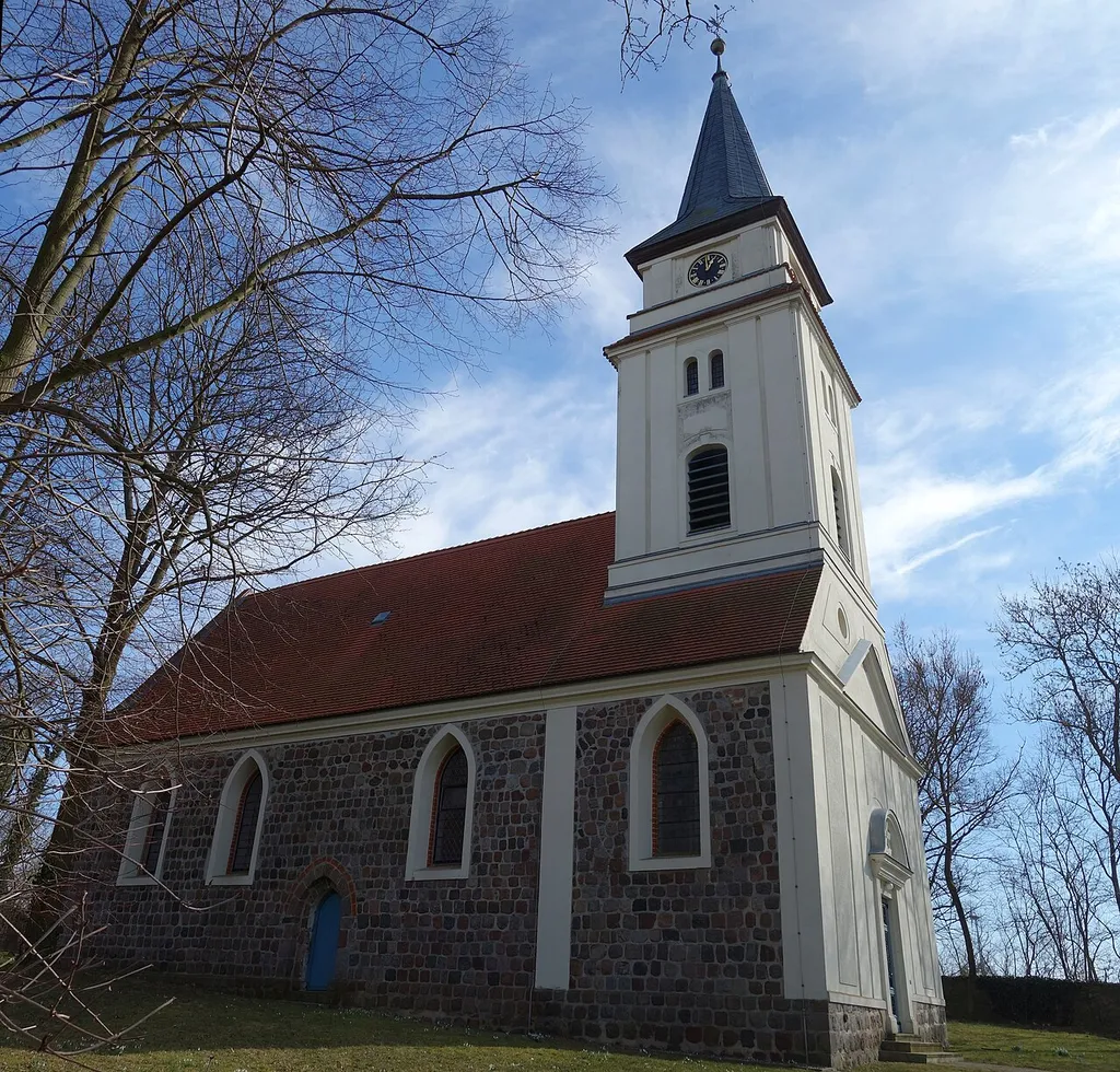 North-western view of the church in Blindow , Prenzlau municipality, Uckermark district, Brandenburg state, Germany