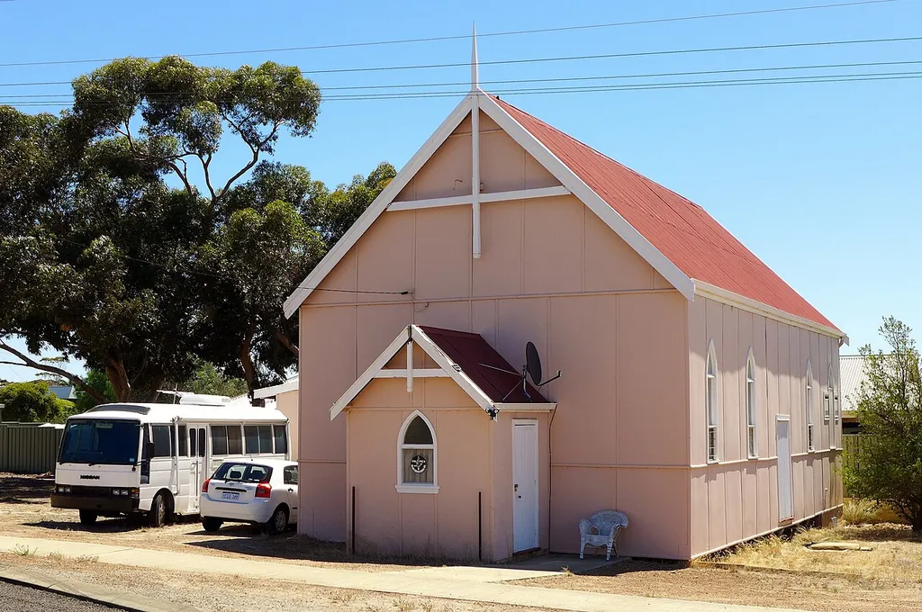 View of Gnowangerup Uniting Church, cnr Aylmore and McDonald Streets, Gnowangerup, Western Australia