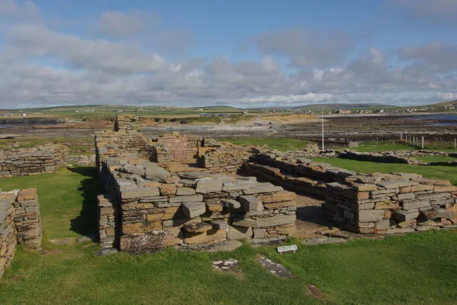 Brough of Birsay A settlement was first established on this tidal island by the Picts and was later used by the Vikings. Extensive remains can be seen, although some of the site has disappeared over eroded cliffs.