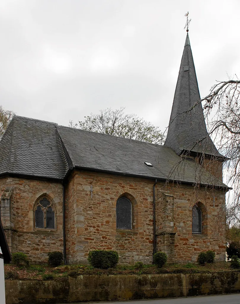 Dortmund-Bodelschwingh, Germany. Protestant parish church, exterior view from North.
