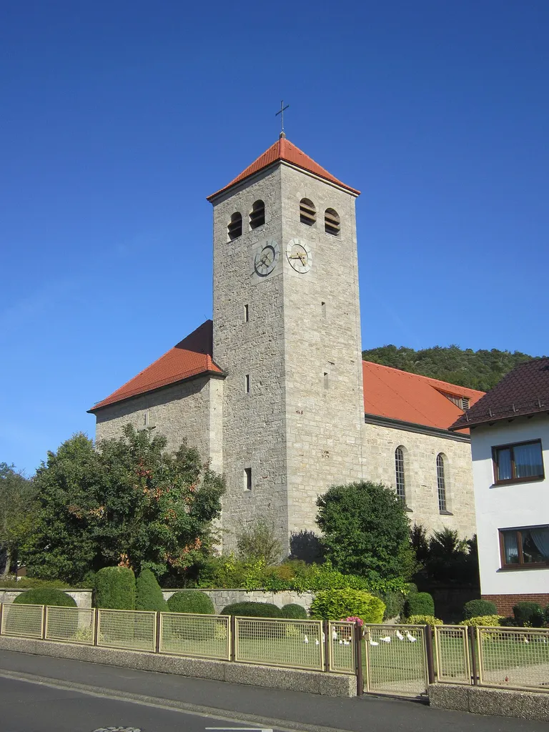 St.Bonifatius Church in Winkels, a quarter of the German spa town of Bad Kissingen in Lower Franconia (Bavaria)