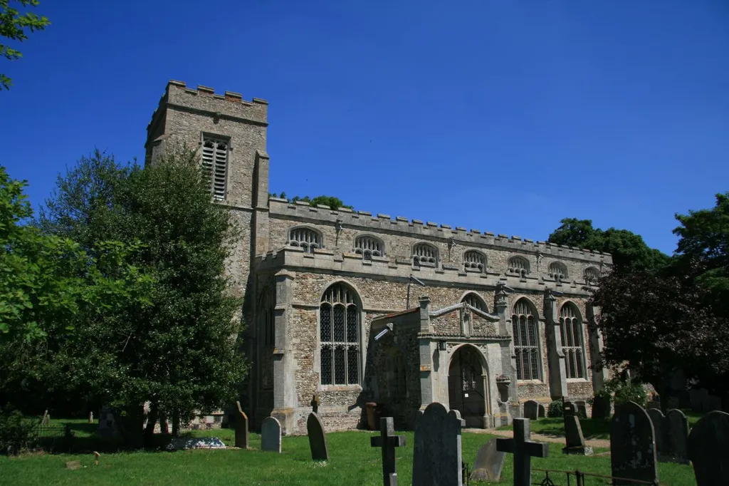 Parish church of St Nicholas, Denston, Suffolk, seen from the southwest