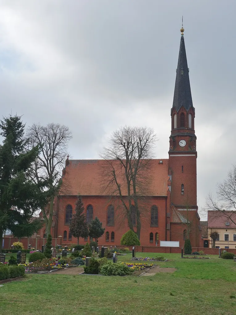North-north-eastern view of the church in Paaren im Glien , Schönwalde-Glien municipality , Havelland district, Brandenburg state, Germany.