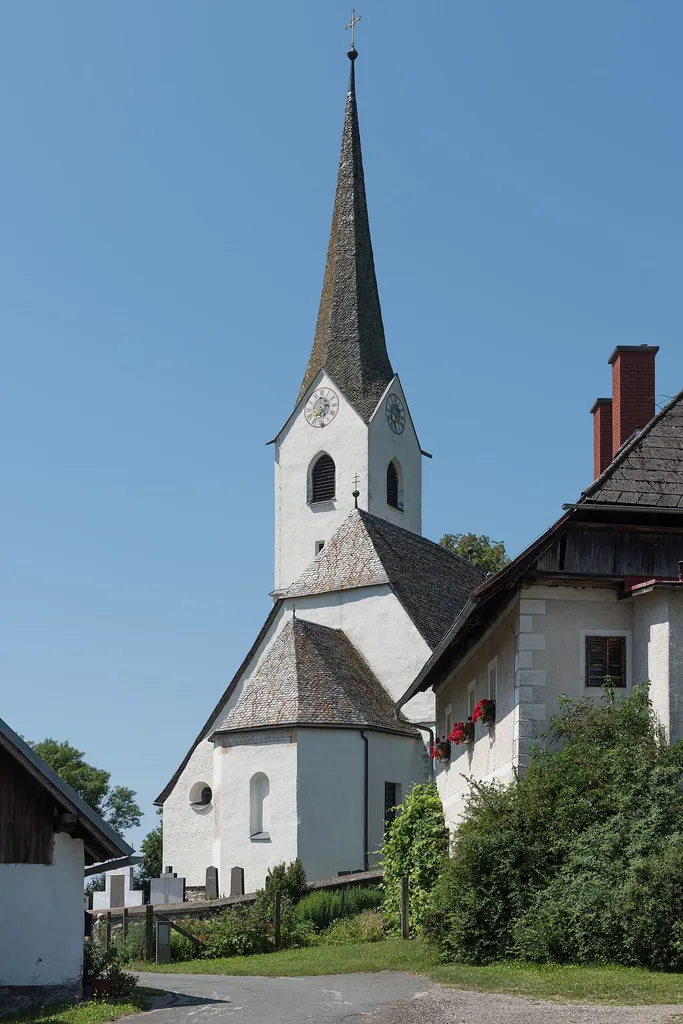 Parish church Saint Michael and rectory in Sankt Michael am Zollfeld, market town Maria Saal, district Klagenfurt Land, Carinthia, Austria, EU