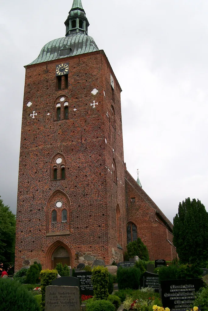 St. Nikolai church in Burg, island Fehmarn, Schleswig-Holstein, Germany - view from cemetary