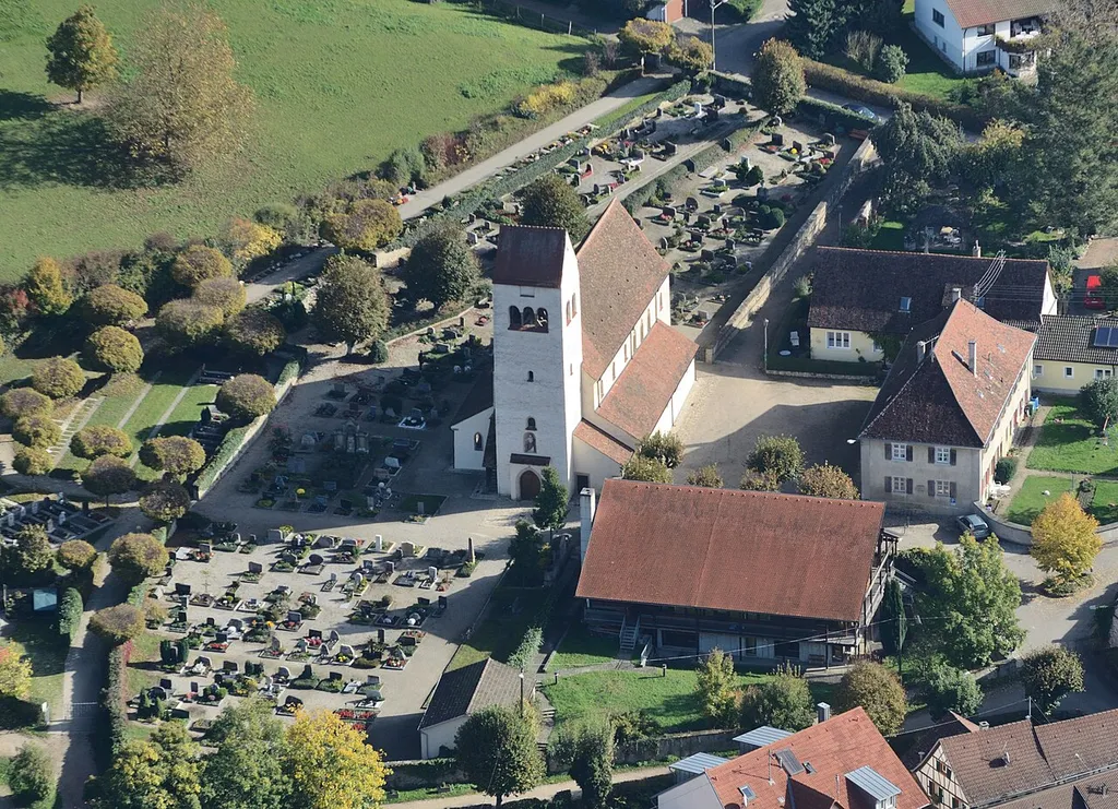 Aerial view at Saint Cyriak in Sulzburg