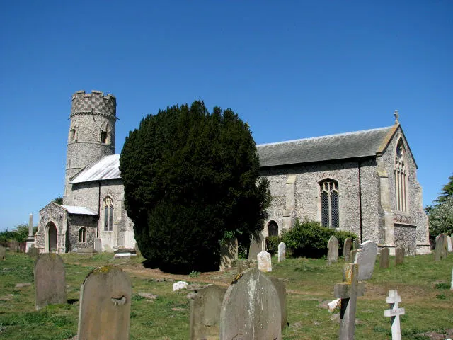 St Mary's parish church, Haddiscoe, Norfolk, seen from south-southeast