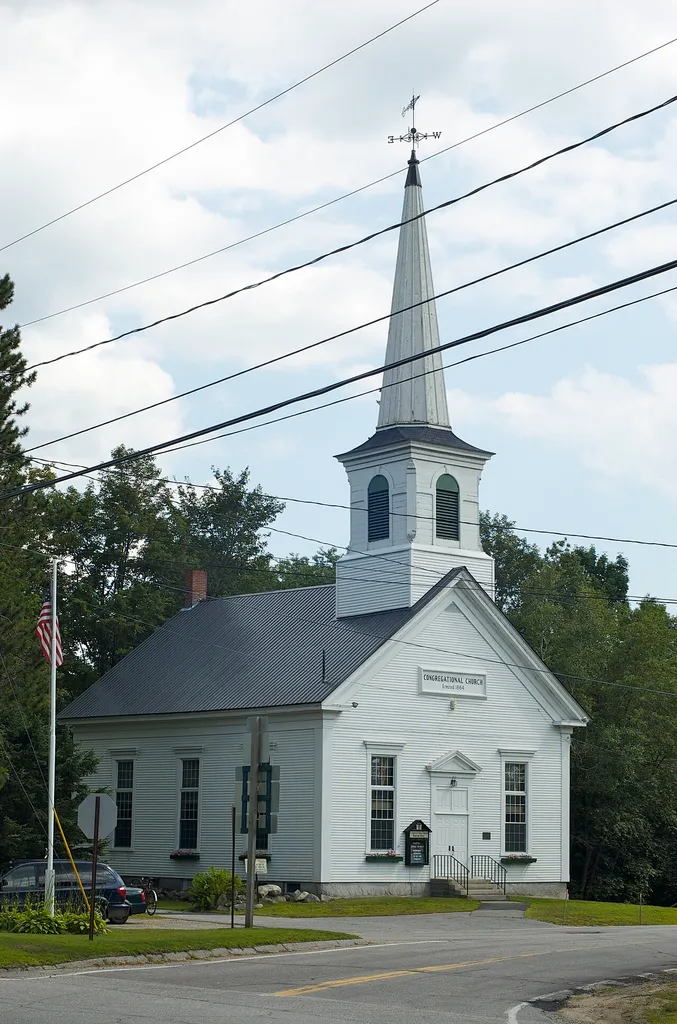 The Rumford Point Congregational Church in Rumford, Maine. This church is on the National Register of Historic Places.