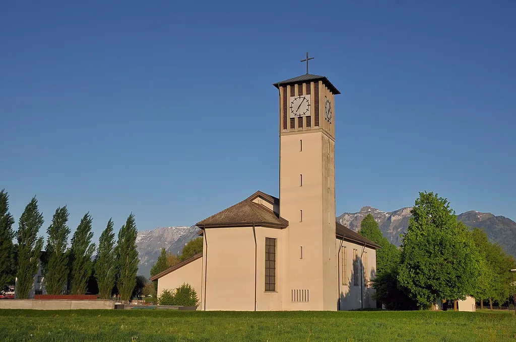 Expositurkirche hl. Eusebis, in Brederis (Rankweil). Erbaut nach Plan von Jakob Marte im Jahr 1958.