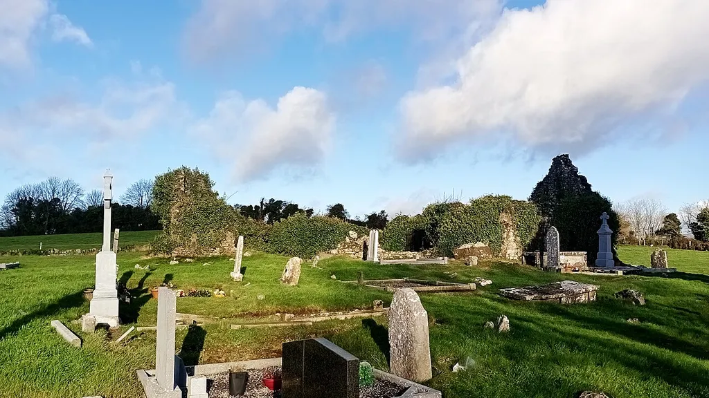 The ruins of a church in Ballyadams graveyard