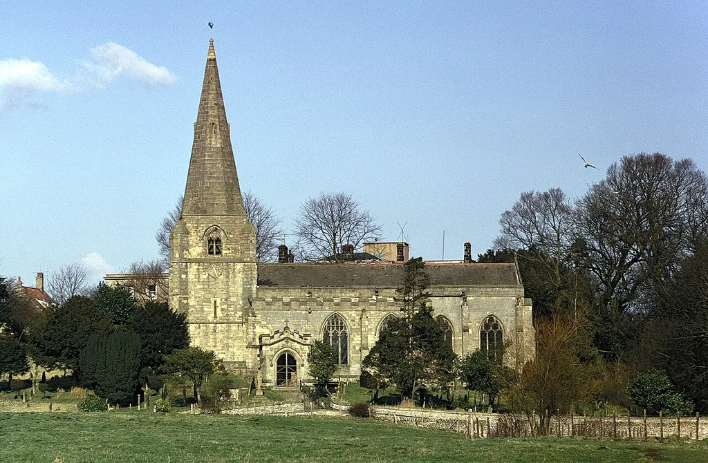 All Saints' Church This photograph of All Saints' Church was taken from a footpath that links Old Hall Farm (behind the viewpoint) with (ahead, in front of the church). The church was the location for the wedding of the poet William Wordsworth who in 1802 married Mary Hutchinson, of nearby Gallows Hill. See also this photograph (2007) of the church: 426956. The data given for the date taken is the processing date on the slide and therefore could have been taken several weeks earlier.