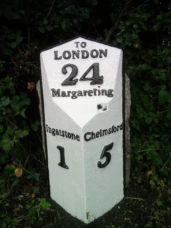 Old Milestone by the B1002, High Street, Margaretting Parish