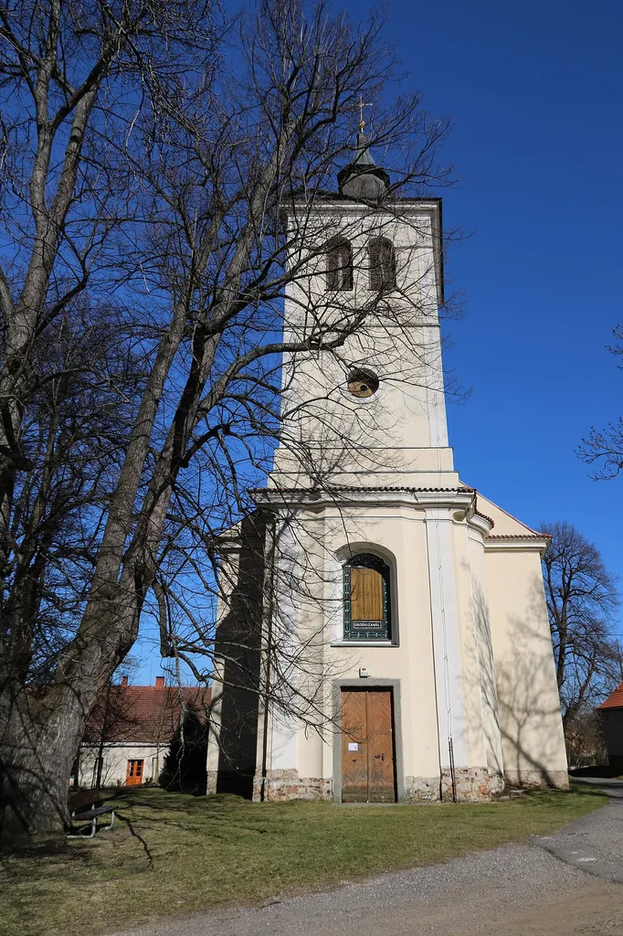 The Church of the Assumption of the Virgin Mary in Bezdědice, part of the village of Hostomice in the Beroun district of the Central Bohemian Region
