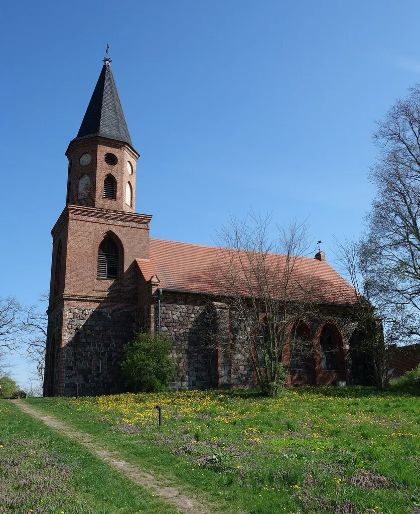 South-south-western view of the church in Dannenberg/Mark , Falkenberg (Mark) municipality, Märkisch-Oderland district, Brandenburg state, Germany